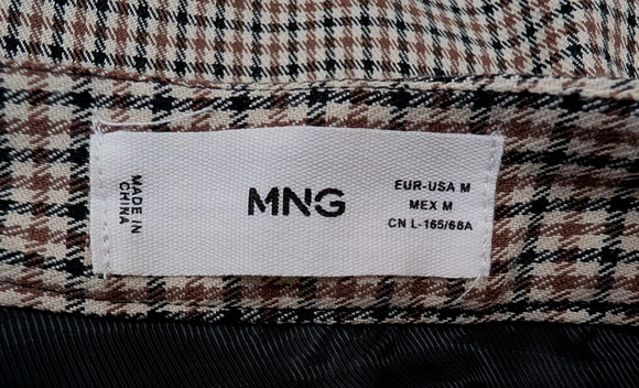 MNG Dresses & Skirts - MNG sz M Mini Skirt lined tiny plaid print brown black tan pockets women 0956